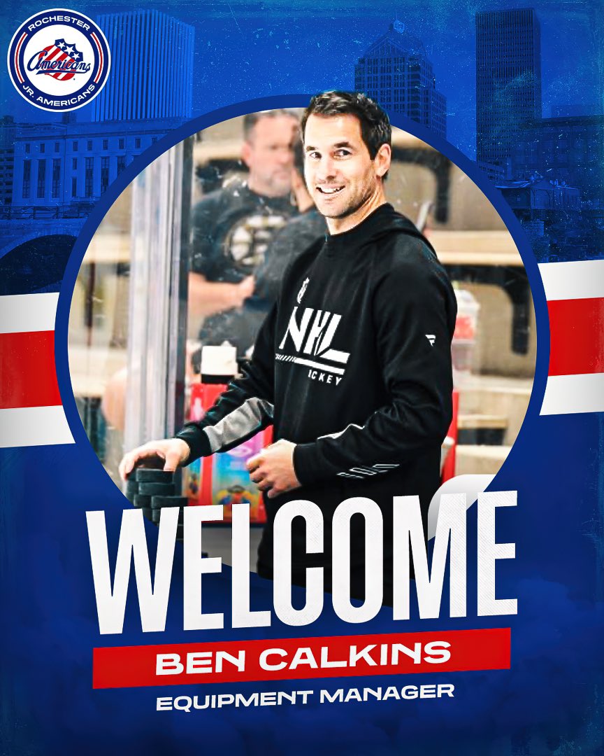 JrAmerksNAHL's tweet photo. The Rochester Jr. Americans are proud to announce Ben Calkins as our Equipment Manager!
Calkins has lengthy experience working as an equipment manager in the NHL, AHL, ECHL, WHL, and NCAA.
Welcome to the squad Ben! #AmerksHockey https://t.co/HiV4zQLfjX