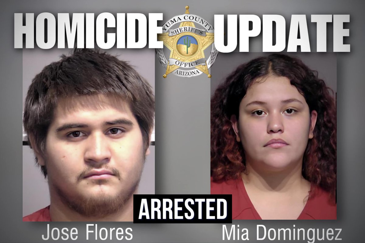 𝗛𝗼𝗺𝗶𝗰𝗶𝗱𝗲 𝗨𝗣𝗗𝗔𝗧𝗘
July 4, 2023-During the course of the investigation, YCSO's Criminal Investigations Bureau identified two suspects related to case#2023-60342. Both suspects were arrested &amp; booked into the Yuma County Detention Center. Full PR:bit.ly/3PMROUi