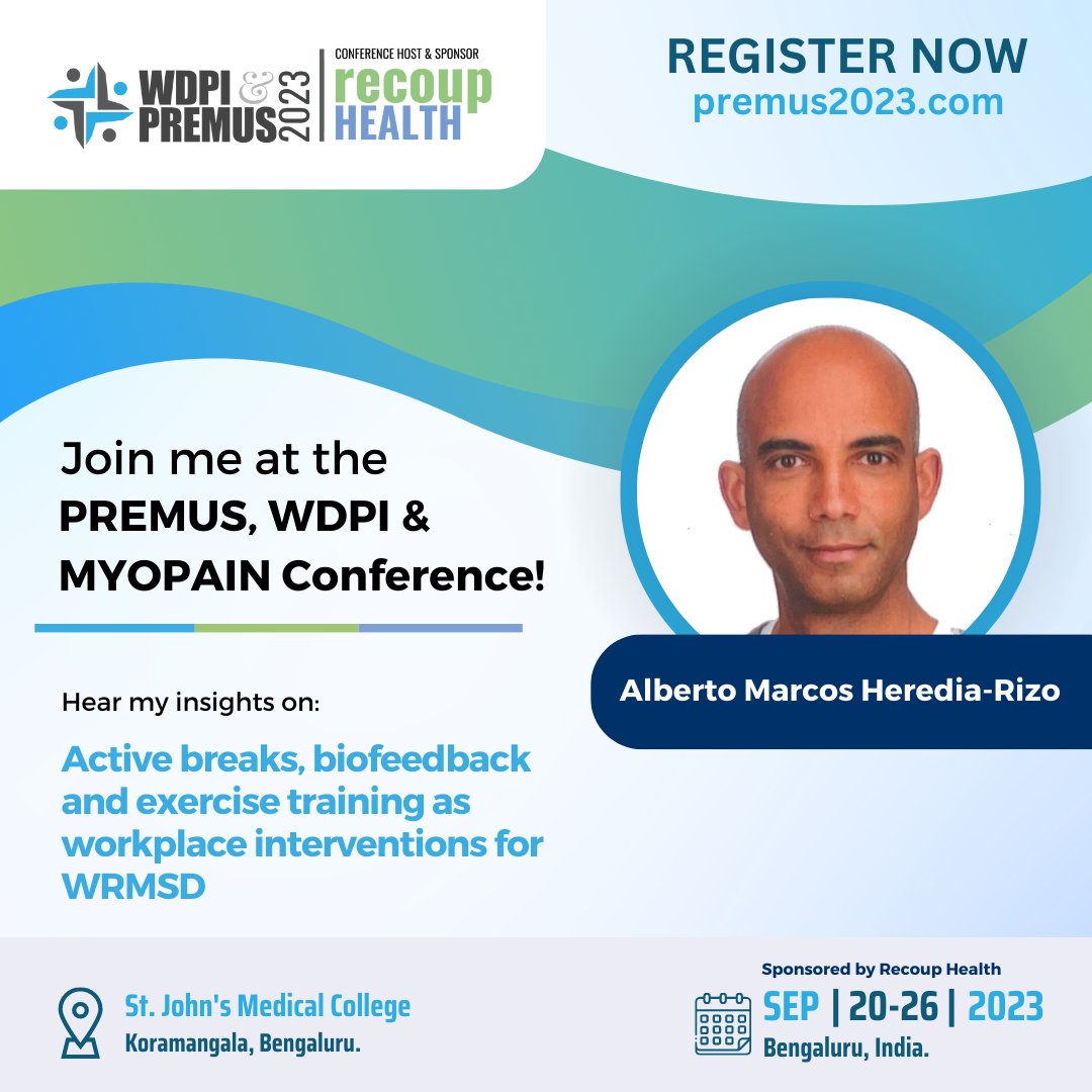 UMSS_group's tweet photo. Participate & Win!!🏆
We´re thrilled to be speaking at the prestigious #PREMUS, #WDPI & #MYOPAIN Conferences,
sharing valuable insights on
👉"ACTIVE BREAKS; BIOFEEDBACK AND EXERCISE TRAINING AS WORKPLACE INTERVENTIONS FOR WRMSD."
As this highly anticipated event... https://t.co/iC2FT3MrEm