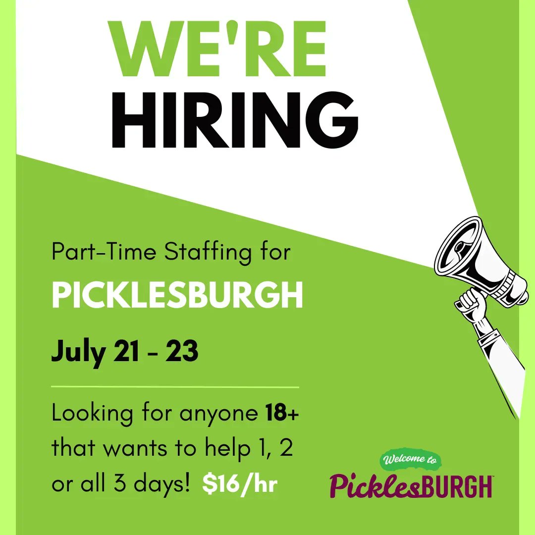 Downtown Pittsburgh on Twitter "🗣Calling all Picklesburgh fanatics 🗣 WE'RE HIRING!! Join our