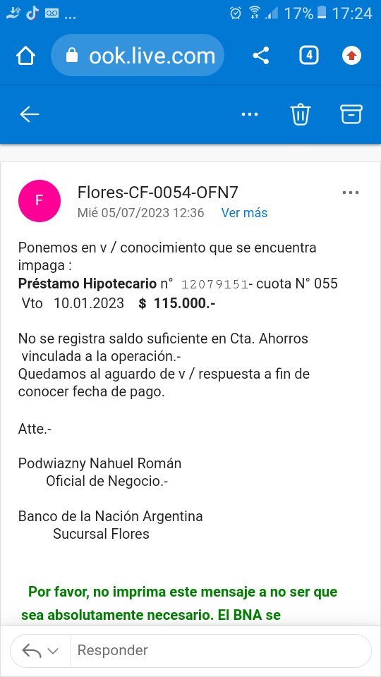KarlaSoliz6's tweet photo. #HipotecadosUVA el Banco Nacipn sucursal Flores me acaba de aumentar el pago de la cuota al doble x  de interes punitorios. A partir de este mes no puedo completar la cuota. Osea me sacan la casa 60% MI INGRESO #SolucionUVA definitiva 
#BastaDeUVA 
@SergioMassa @juliocobos https://t.co/QTBKpcAw1U