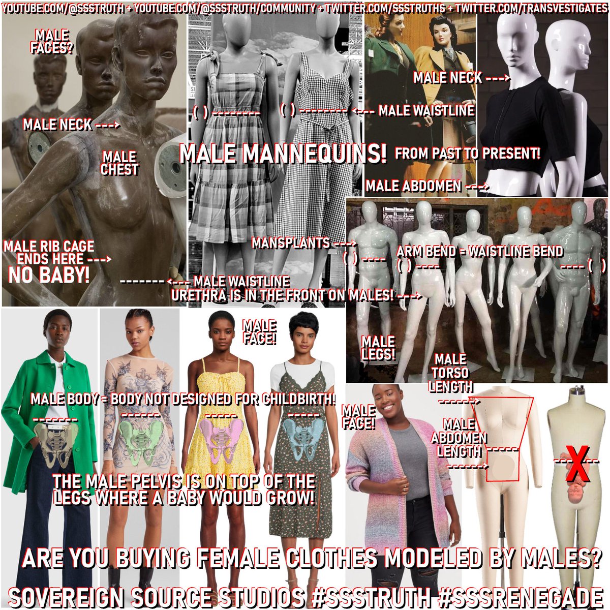ssstruths's tweet photo. #TRUTHTWEET #1 Attack of the MANnequins?! Taking you on an #SSS #transvestigation MANSPREE with Deception Ender #TRUTHBOMBS coming! Are you buying female clothes off of MALE BODIES? Popular stores online shopping magazines etc will feature MALES ONLY #MTF https://t.co/Vt6CK49v5l https://t.co/3UCTsrs3Sd