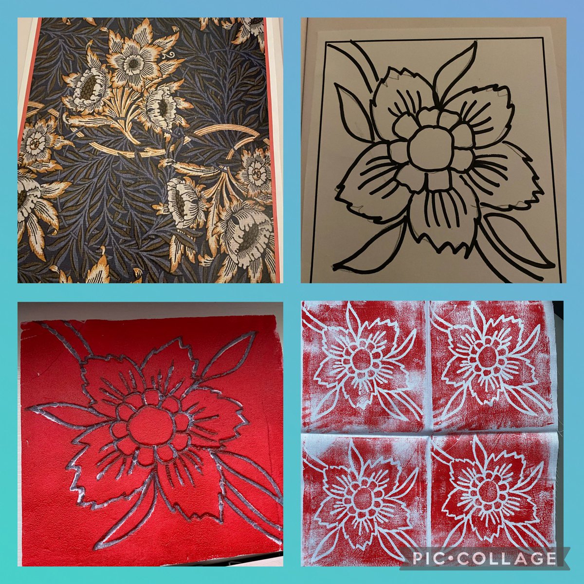 belindajohn71's tweet photo. Couldn’t resist printing this design for a class next week. Inspired by William Morris we will be drawing into poly tiles, impressing the design and printing onto cloth in Year 1 @StPeterPaulPri #williammorris #sunflower #polyprint #weareartists https://t.co/gnCl02fDVZ