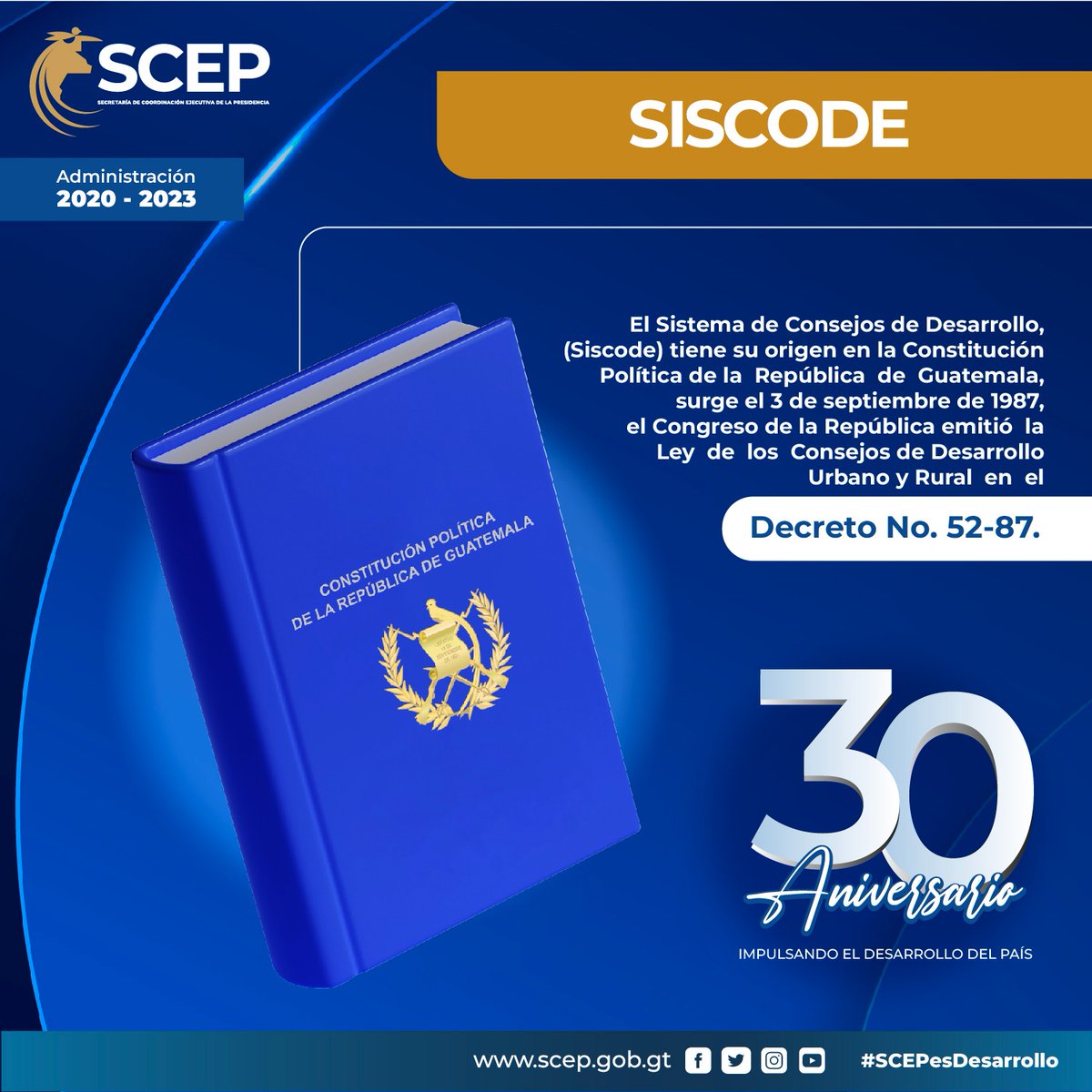 gobchiquimula's tweet image. El Sistema de Consejos de Desarrollo #Siscode tiene más de tres décadas de su creación a través del Decreto 52-87.
#SCEPesDesarrollo
#DesarrolloparaGuatemala
#30AniversarioSCEP