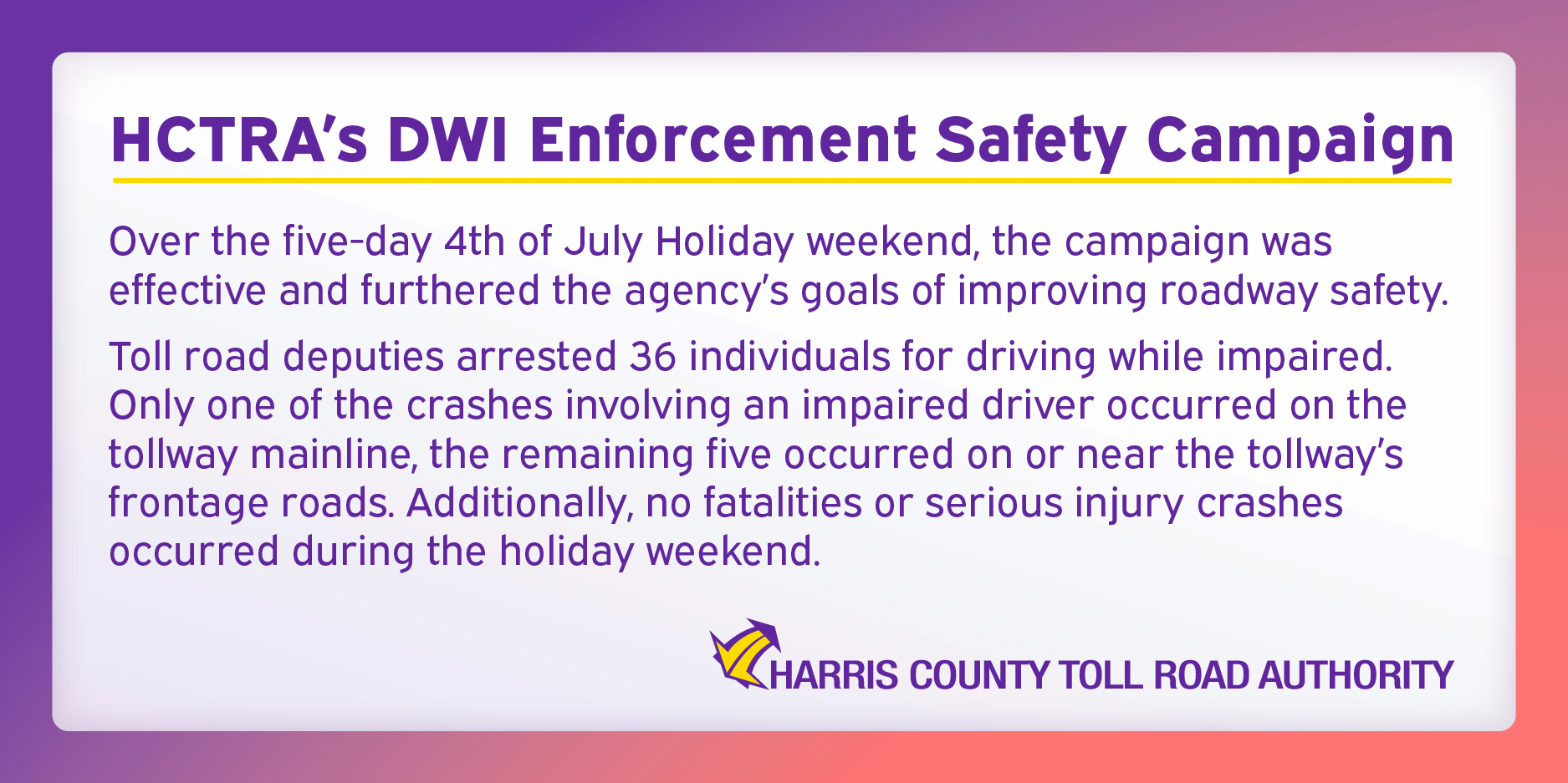 Harris County Toll Road Authority on Twitter "roadsafety 