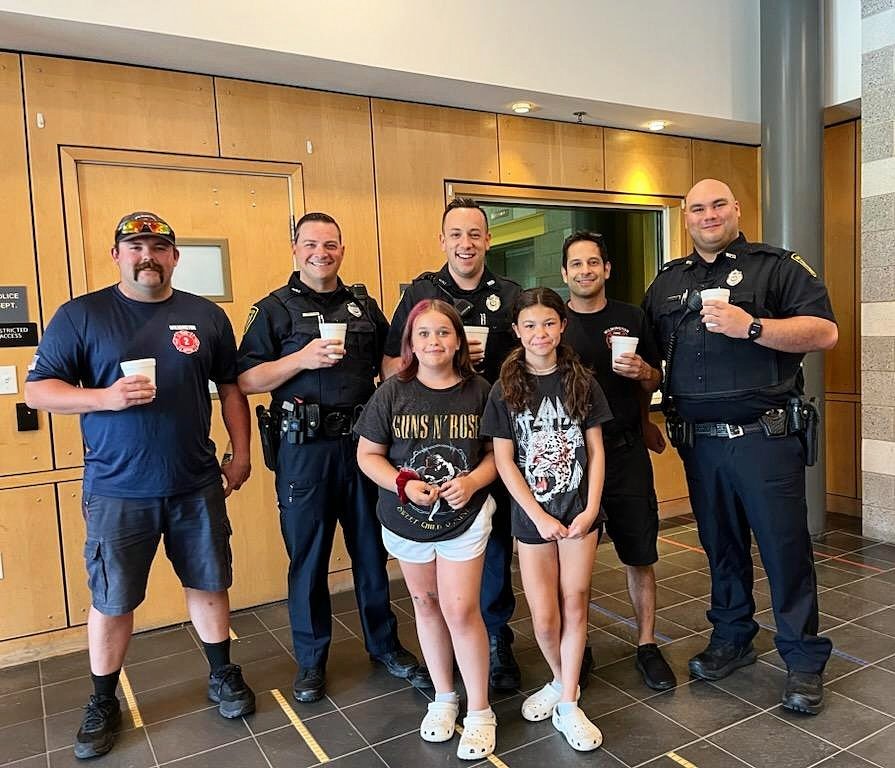A big thank you to Kaitlyn and Evelyn for bringing lemonade to the Public Safety Building today! #wilmingtonfire