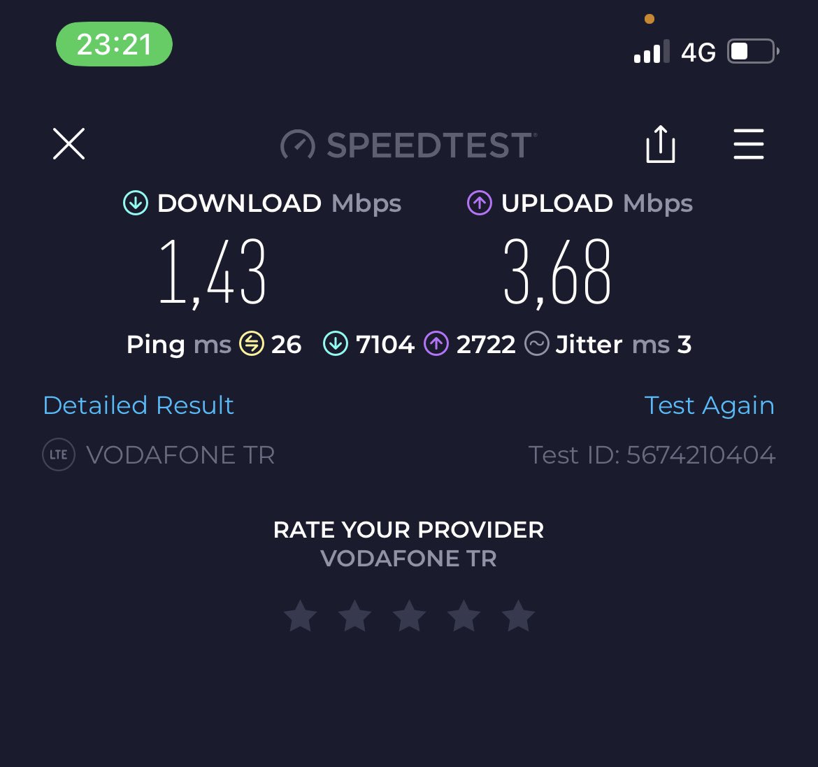 omeryildizcom's tweet photo. @VodafoneDestek Gerçekten berbatsınız! Mevcut hızım an itibari ile 1.43 mb https://t.co/aRrWsOnRLz