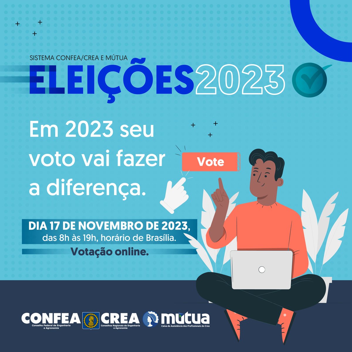 Em novembro serão realizadas as eleições gerais do Sistema Confea/Crea e Mútua! 🗳

Mas lembre-se: para ser eleitor é preciso estar em dia com o Sistema Confea/Crea até o dia 18 de outubro de 2023. Procure o Crea-MG e atualize seu cadastro. ⚠

#Confea #Crea #Mútua #Eleições2023