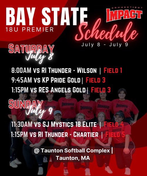 CT Impact 18u premier (@ctimpact18u_p) on Twitter photo Gearing up for another weekend, looking forward to getting after it this weekend with the squad. Missing <a href="/JillGuilfoyle18/">Jill Guilfoyle</a> and <a href="/ndougherty2023/">Niamh Dougherty</a> this weekend but we welcome our own <a href="/NiamhFoley44/">Niamh Foley</a> back and also <a href="/emilyj_softball/">Emily Jovel 2025</a> will be joining us on Saturday. Ready to #makeanimpact Gearing up for another weekend, looking forward to getting after it this weekend with the squad. Missing <a href="/JillGuilfoyle18/">Jill Guilfoyle</a> and <a href="/ndougherty2023/">Niamh Dougherty</a> this weekend but we welcome our own <a href="/NiamhFoley44/">Niamh Foley</a> back and also <a href="/emilyj_softball/">Emily Jovel 2025</a> will be joining us on Saturday. Ready to #makeanimpact