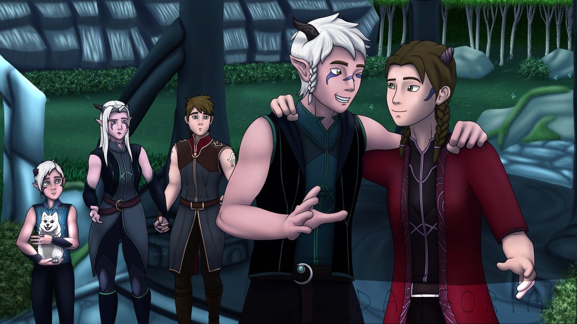 Dargorian_'s tweet photo. I lost control of figuring out genetics and Rayllum kids appeared.
In order of eldest to youngest we have Ivan (17), Sarai (15) and Amaris (10). The goodest of boys is Lumin the lumindog, Amaris’ companion. #Rayllum #thedragonprince https://t.co/gUaFAwkGAC