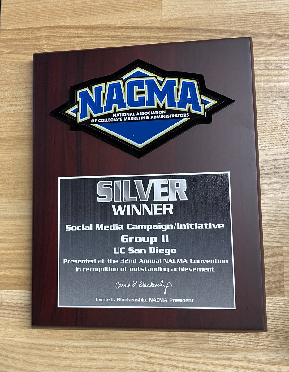 Special delivery! Excited to receive our NACMA award🥈today for the social media campaign around @UCSDmbb Spirit Night. Proud of the effort by our entire @UCSDtritons external team for this one. Many more to come! 

#GoTritons