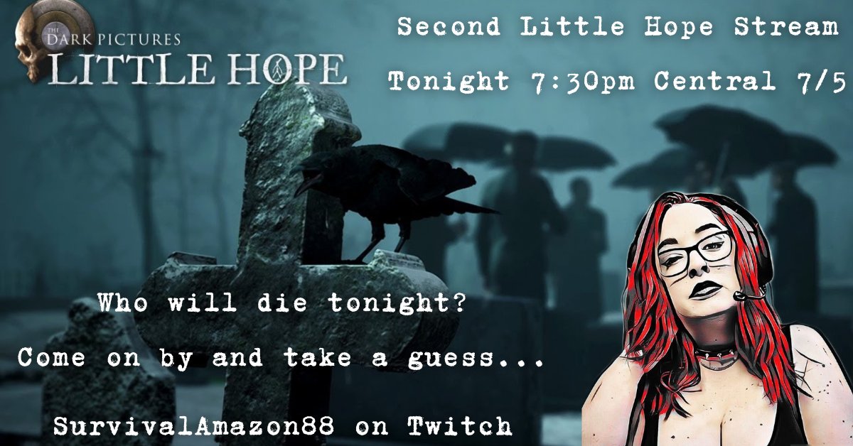 SAmazon88's tweet photo. Next stream, tonight! #LittleHope #DarkPictures #Horror #gamergirl #Twitch #TwitchStreamers #StreamersConnected Hope to see you guys there! Sorry for any lag, my stream does NOT like the cutscenes lol😅😅😅
  https://t.co/kLagcBPLxk https://t.co/DlkY2BKOU4
