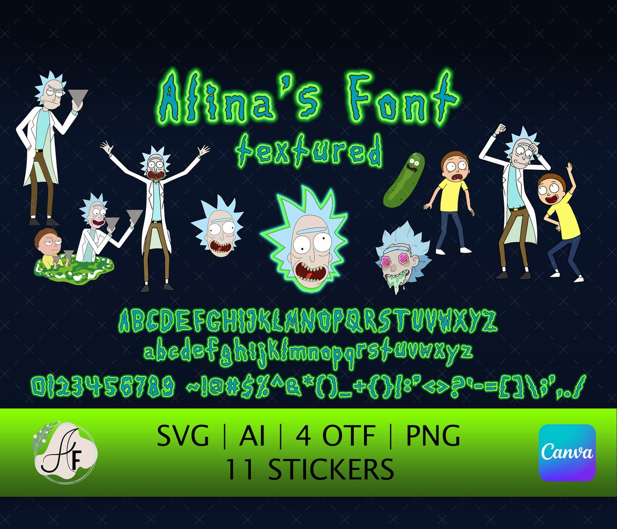 AlinasFonts's tweet photo. Rick and Morty Textured Font 2023 | Alina's Real Font #etsy https://t.co/QkgN7GtJY4 #rickandmorty #texturedfont #alinasfont https://t.co/WV36hScX6g