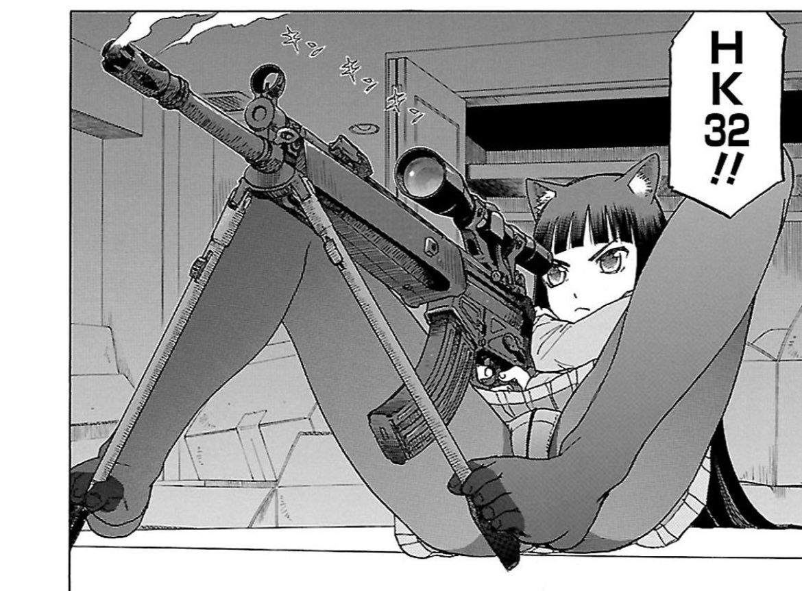 G3FS14T080's tweet photo. 脚を魅せつつ反動を抑える、ハシタナヰ撃チ(連射狙撃)スタイルを確立した天王寺先生は天才過ぎると思う。 https://t.co/TDbGyhkMan