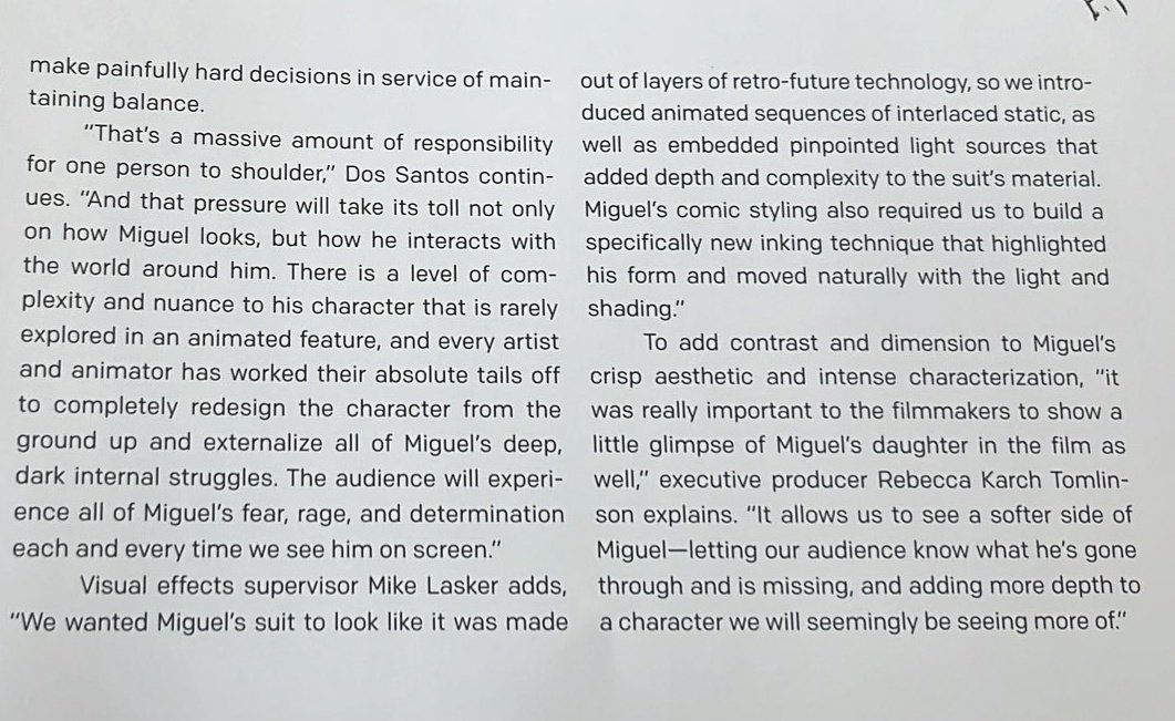 Hexhomos's tweet photo. ATSV artbook is out and there is not a *single* mention of Miguel having a wife but they make a point to detail his inner turmoil and how it specifically relates to the importance of his Daughter and Peter... Everyone who doubted me owes me $20 dollar think https://t.co/nsyfYcwhSM