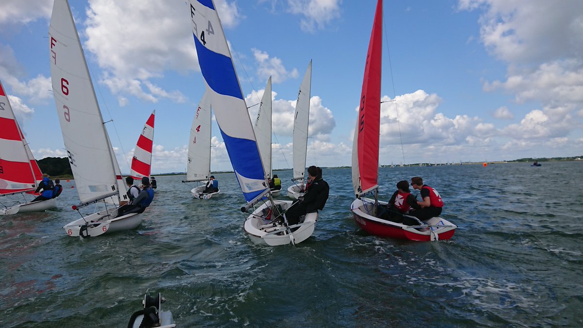 RadleySailing's tweet photo. Getting amongst it today at Itchenor. Day 1 is training day, and boy, was it blowing! Well done to both @RadleyCollege crews for hanging in there today, and best of luck tomorrow! @RadleySports https://t.co/A9Iv9TqMTW