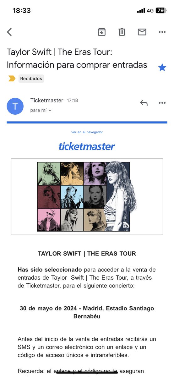 SpanishSwift13's tweet photo. no sé cómo pero soy la favorita de dios 
me registré una vez por país y me han dado todos los registros 😭😭 estoy llorando no sé qué hacer #TheErasTour https://t.co/ILNZY4qaGf