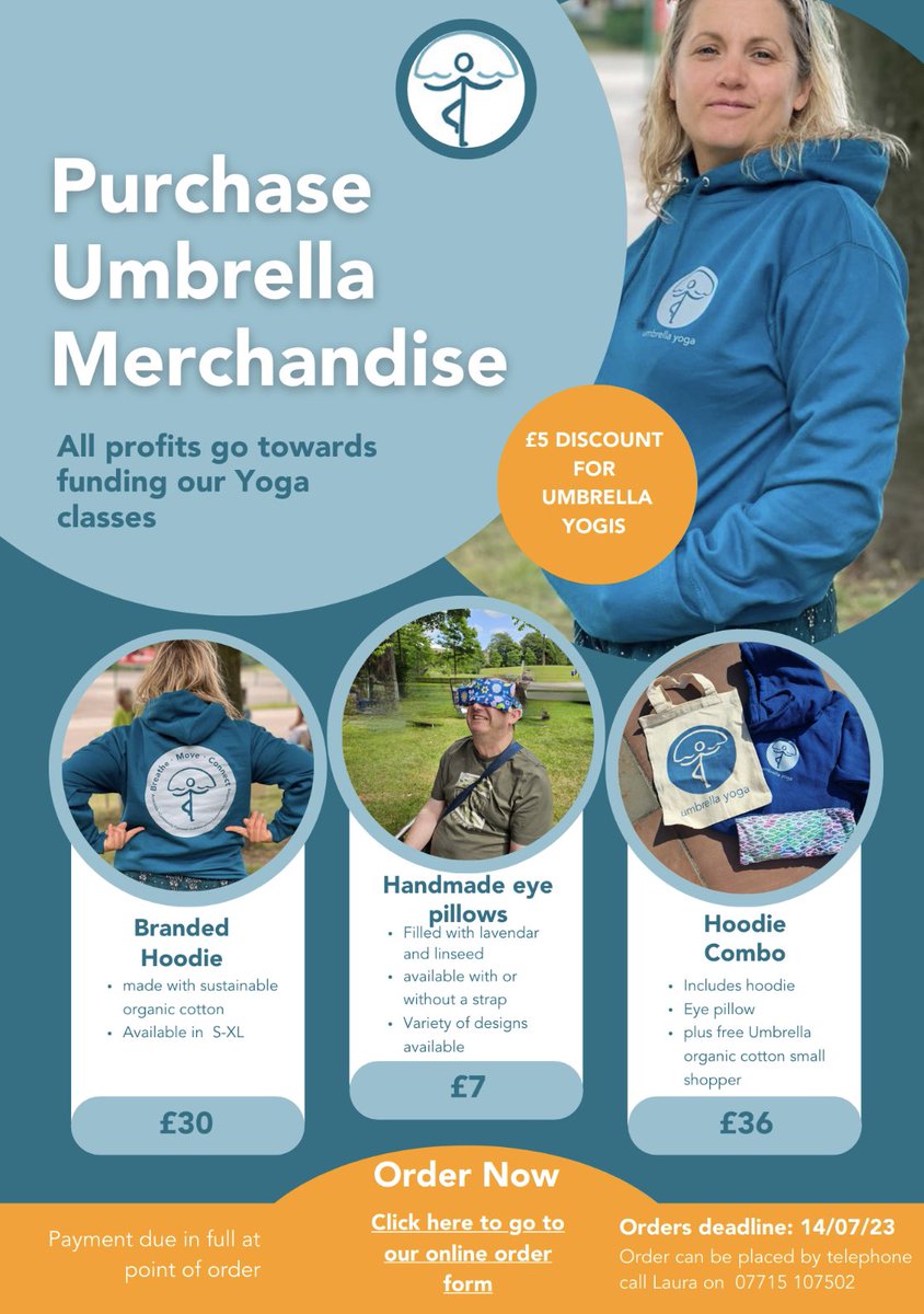 🎉 We’re selling Umbrella Yoga merch! 🎉
.
🎉 All profits support our #AdditionalNeedsYoga sessions in #Kirklees
.
Link to place order: forms.gle/Fyz4NWdhyLt2F5…