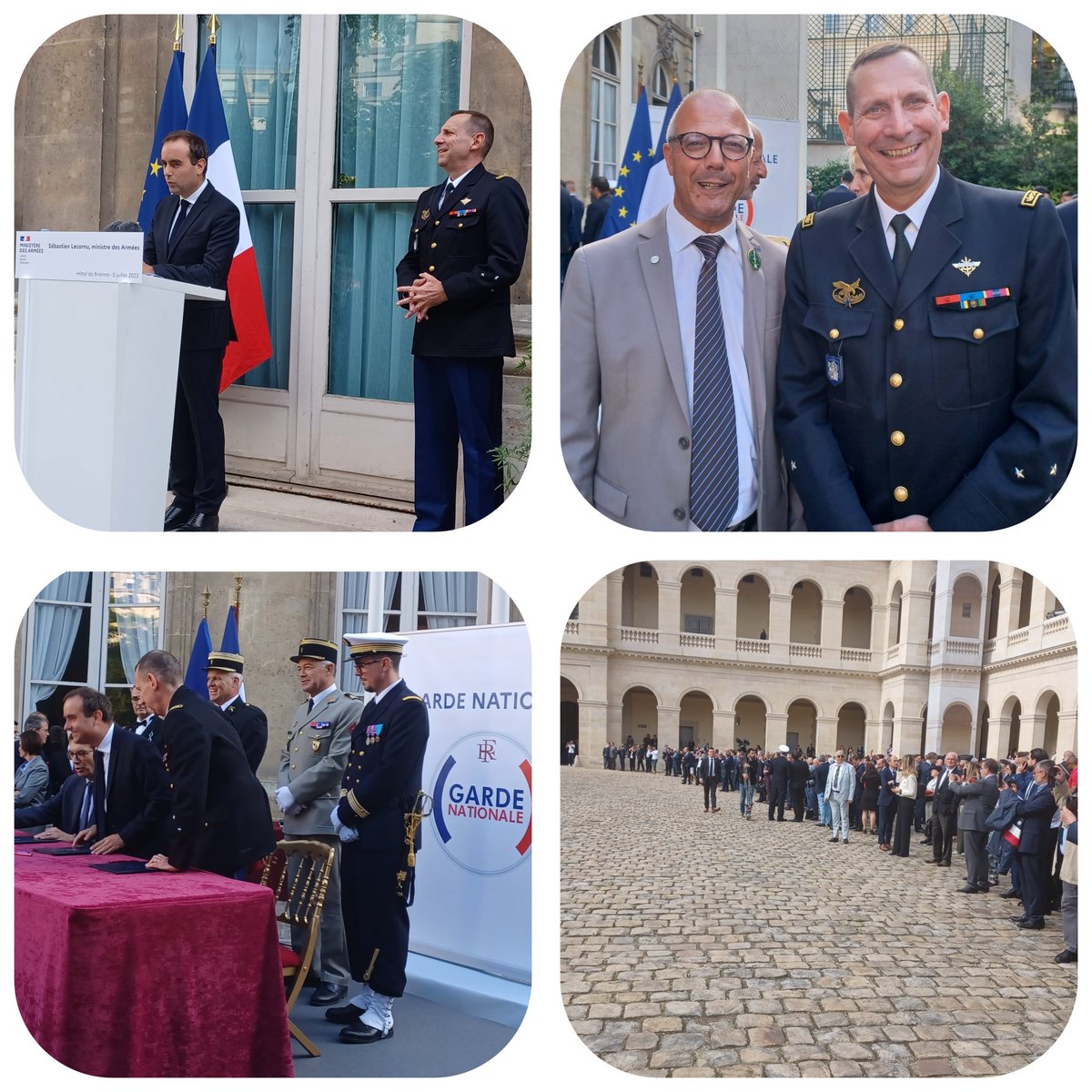 Les réservistes et leurs employeurs mis à l'honneur par le ministre des Armées <a href="/SebLecornu/">Sébastien Lecornu</a> cet am aux Invalides et le général de division <a href="/LmGaspari/">Louis-Mathieu Gaspari</a> SG <a href="/GardeNatFR/">Garde nationale</a>. Très honoré d'avoir été convié à cette prise d'armes aux côtés de <a href="/Junia_ingenieur/">Junia_ingenieurs</a>.
