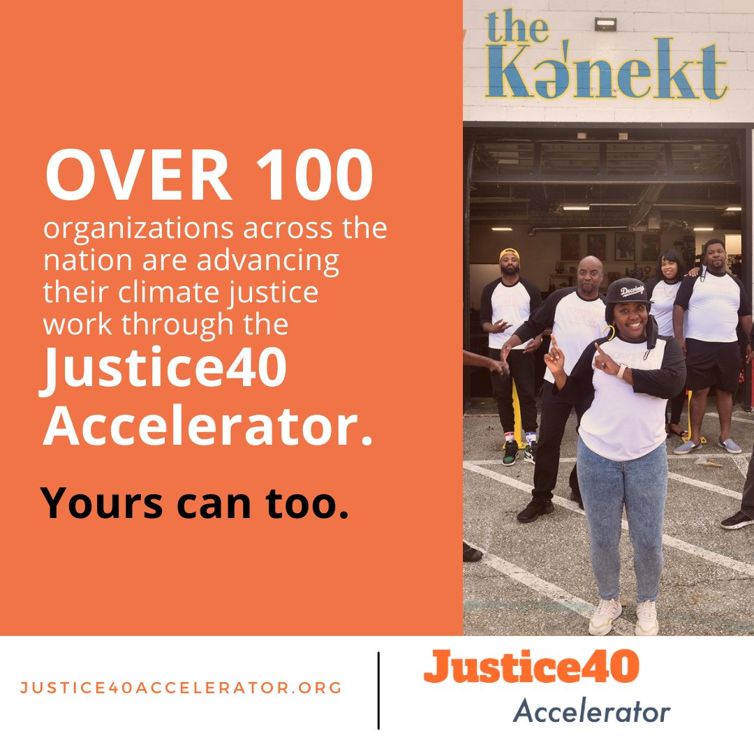 Application due July 31! The Justice40 Accelerator supports climate and environmental justice organizations in building their capacity, partnerships, and readiness to access government funding to implement community-designed solutions. 
Apply here: justice40accelerator.org