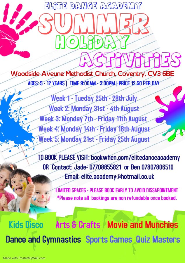 Summer Holiday Activities for your little ones this Summer! Get in touch to book on 🎉 #eda #holidays