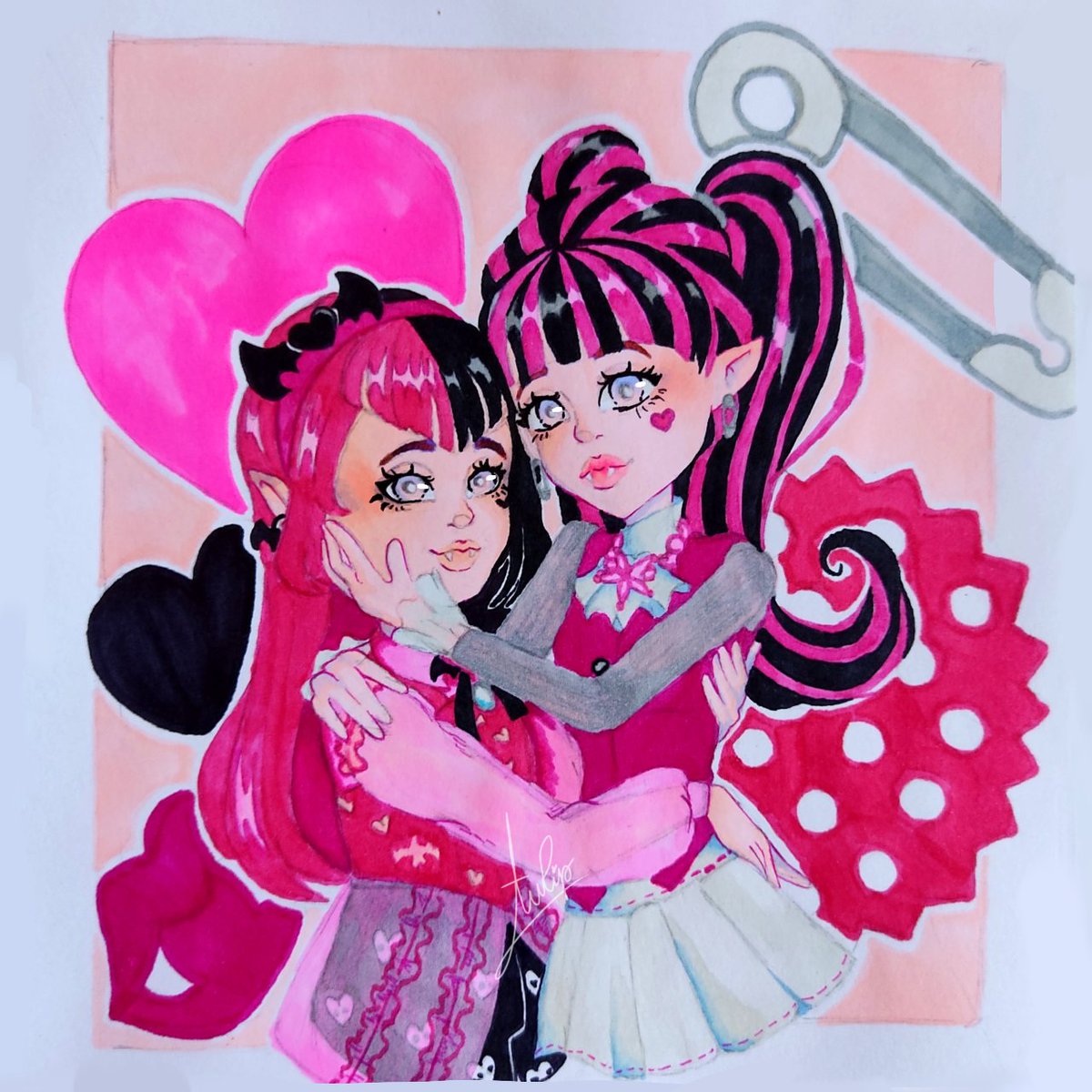 Nancy_art18's tweet photo. 🎀✨🦇I love your designs of both G1 and G3🦇✨🎀

#MonsterHigh #draculaura #Pink #Vampire #witch #fanart #drawing #bat https://t.co/Ud7F3lP0Ho