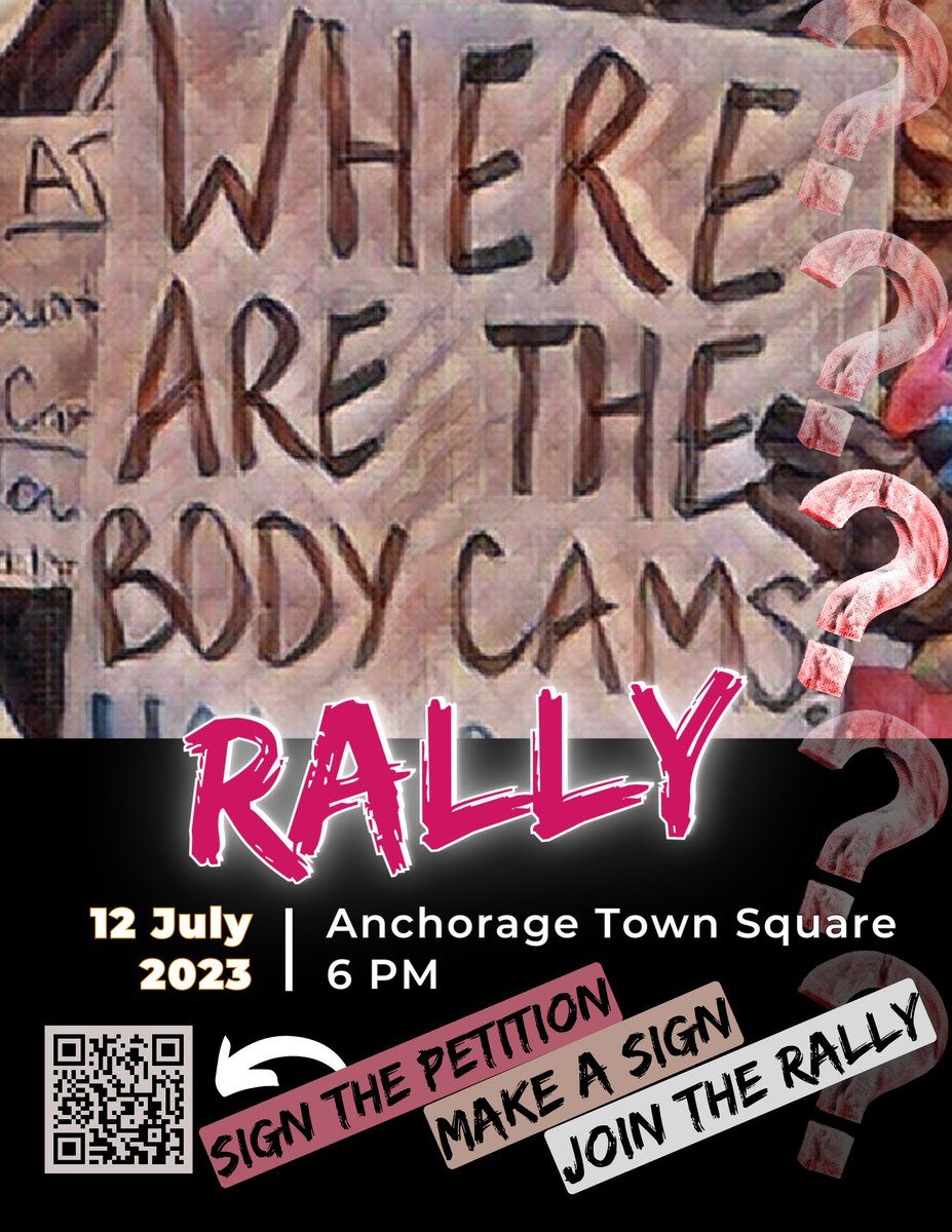StandUpAK's tweet photo. It is time for true community policing. Sign this petition today to demand that the Anchorage Police Dept outfit all officers with body cams by the end of 2023! https://t.co/TH0TEJnbe4 Then mark your calendar to join us at the rally on July 12th|6P|Town Square. #BodyCamsNow! https://t.co/A8EALTsu19