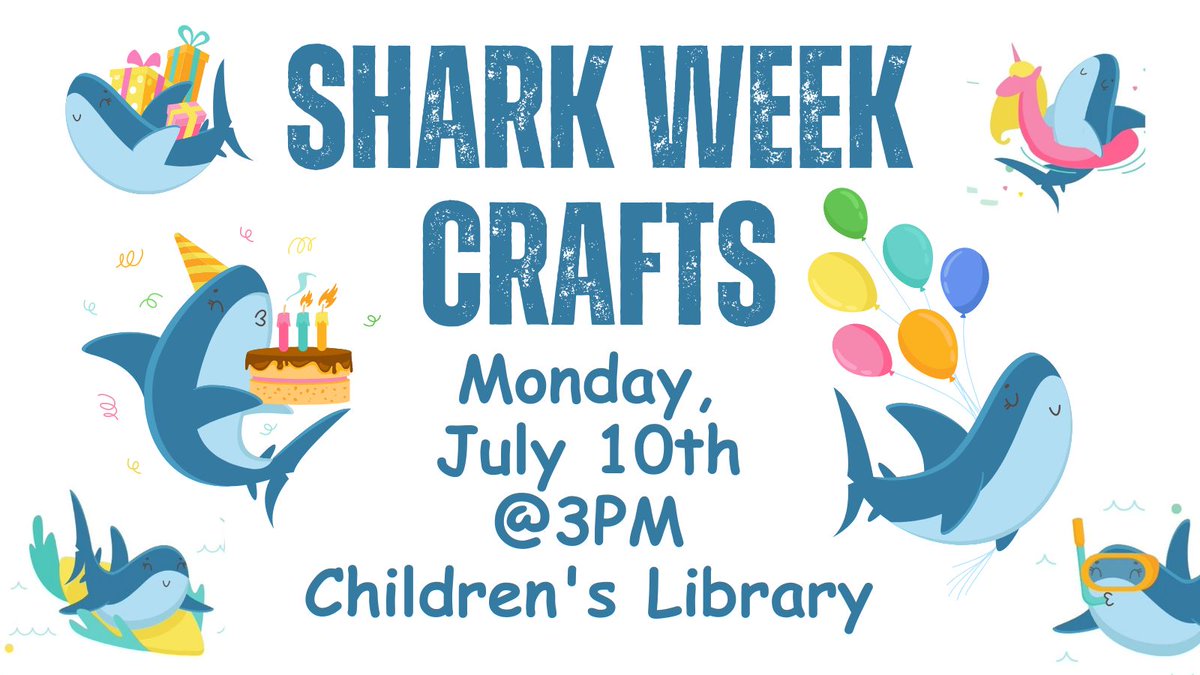 PawtucketPL's tweet photo. It's almost Shark Week! Celebrate these fearsome creatures of the sea with two special crafts-- one you can eat and and the other is for display. All materials provided. No registration required! #pawtucketpubliclibrary #childrensprograms #sharkweek #sharkcraft https://t.co/0H2lIOgbbR