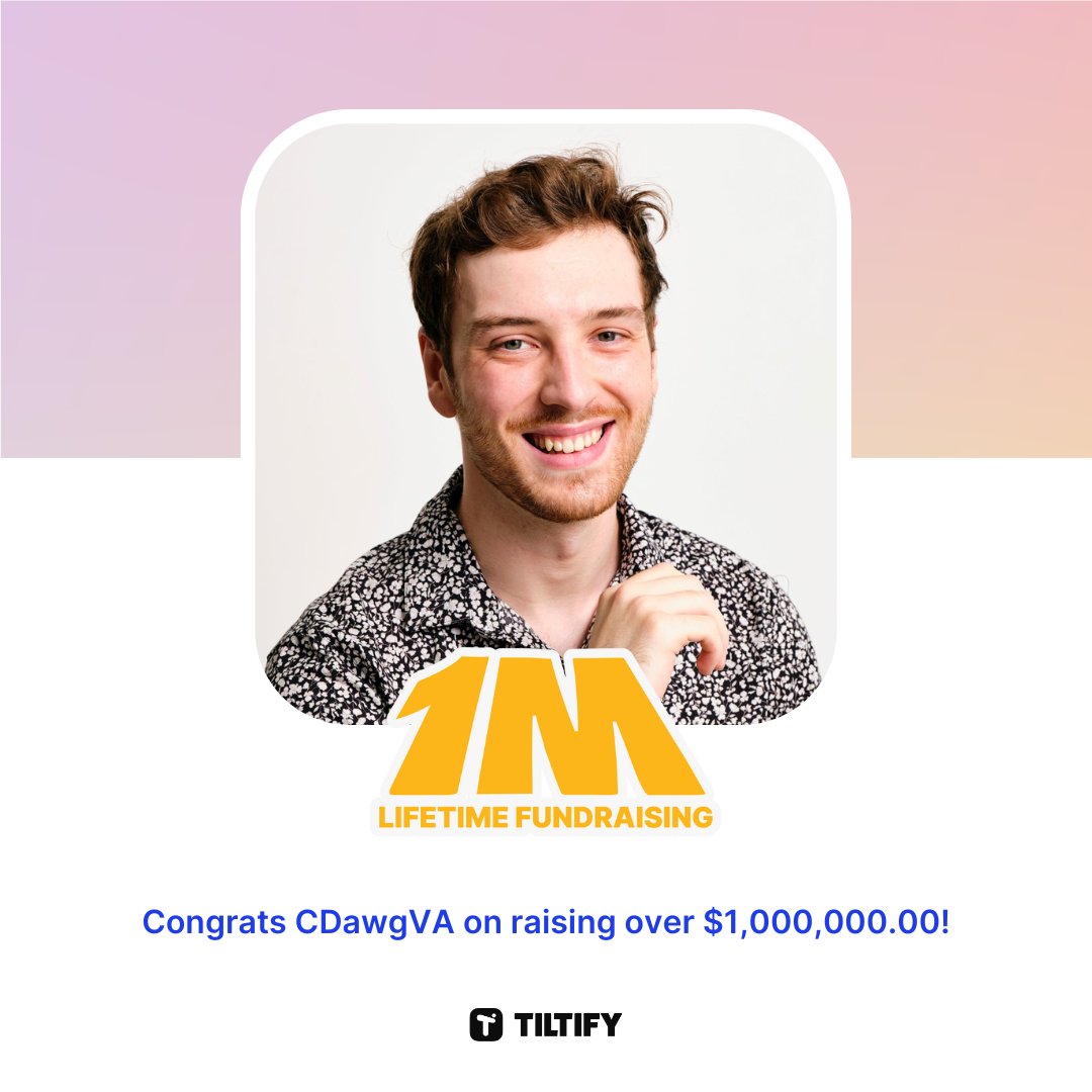What an achievement! <a href="/CDawgVA/">Connor</a> has raised over $1M across Tiltify! You love to see it!