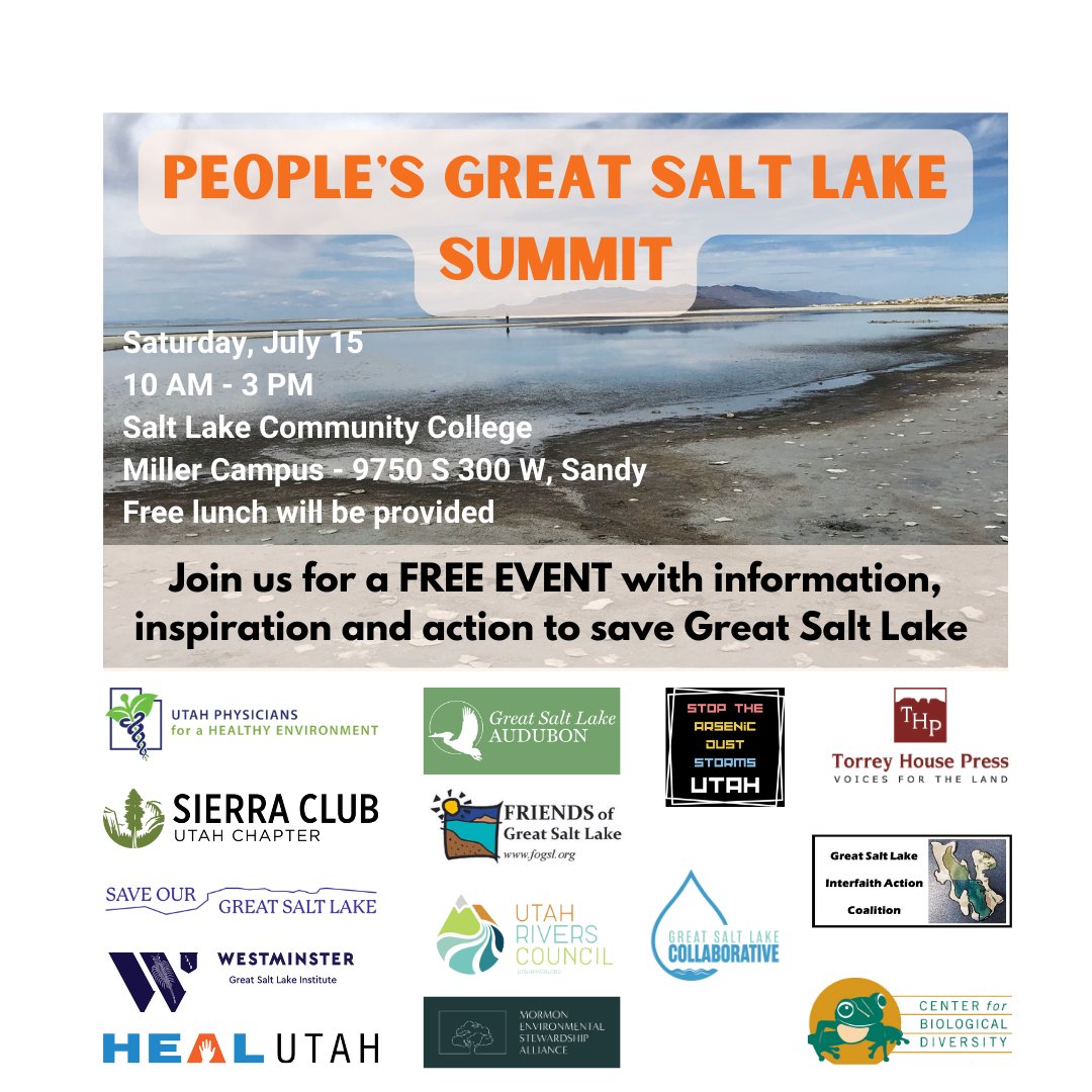 thermokarst's tweet photo. Come learn about Great Salt Lake at the People's GSL Summit. 

Information, inspiration, action, and a free lunch for the whole family.

https://t.co/n3aN91jjqV
#GrowTheFlow https://t.co/7OfXQuZ9sN