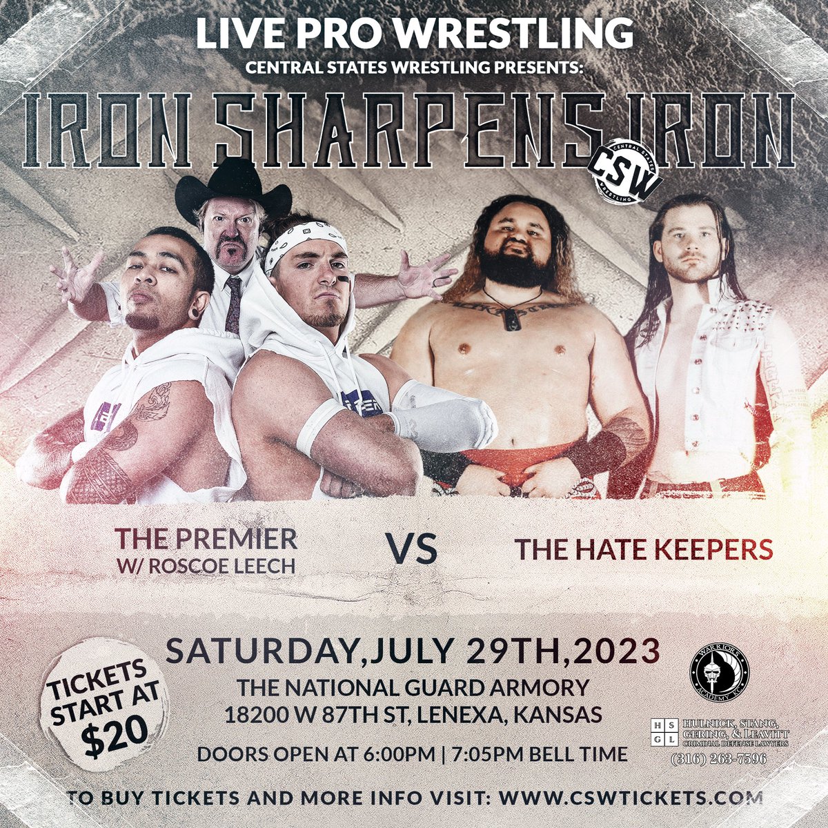 cswwrestlingkc's tweet photo. 07/05 Match Announcement!
Now that The Premier has forgiven Roscoe Leech, they can focus on what matters most....winning. On 07/29 at Iron Sharpens Iron, SK Bishop and Campbell Myers will look to add another tick in the "w" column as they take on The Hate Keepers who are making their CSW tag team debut!  Get your tickets today at https://t.co/ylWeqD44A5

Live #prowrestling returns to the #kansascity metro Saturday night, July 29th, 2023, at the National Guard Armory located at 18200 W 87th Street in Lenexa, Kansas.