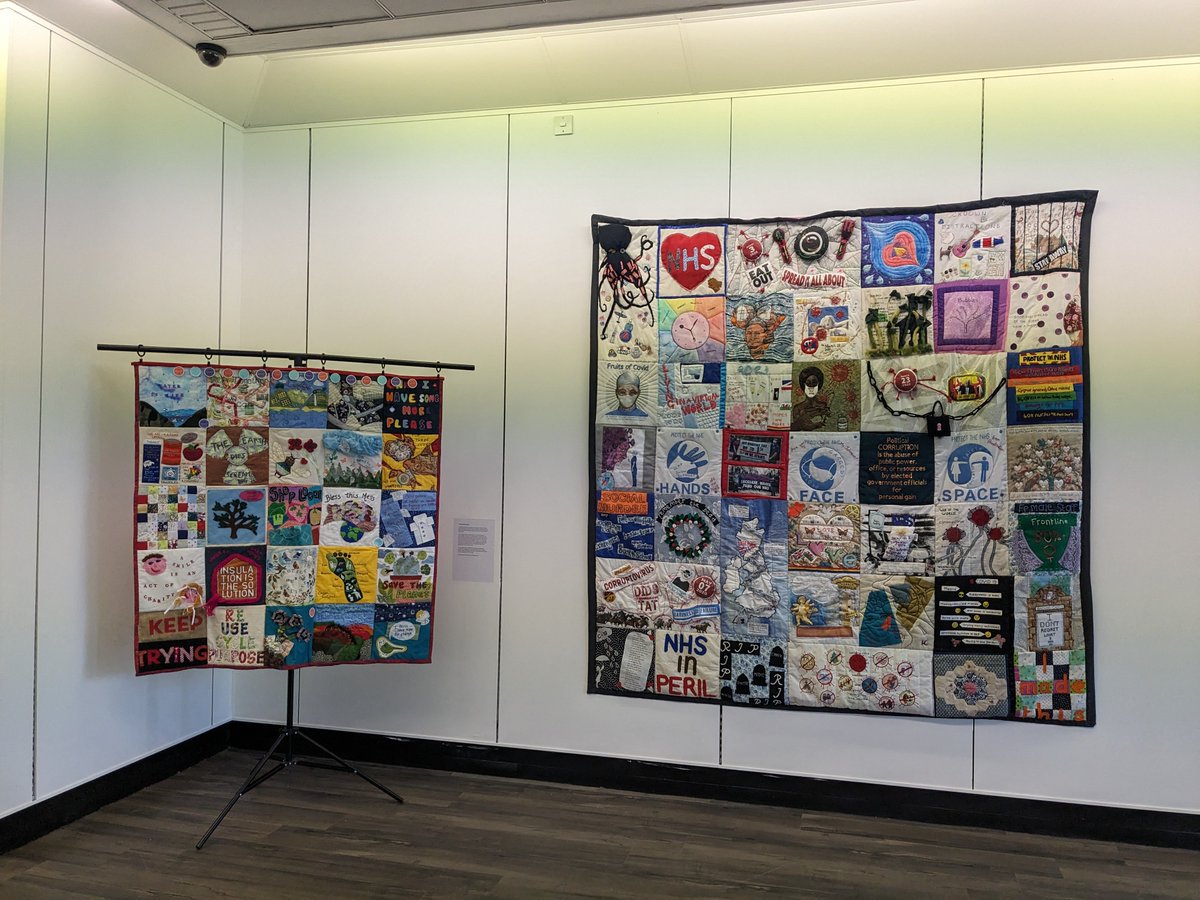 rockmistress's tweet photo. Thank you to everyone who created a #Quilt panel for the @ThreadsSurvival  #ThreadsOfSurvival.  now on display at @HuddsArtGallery  last day 8th July.   Thanks to the team at @WovenInKirklees  for all your help and support,   Loved every moment x https://t.co/q8r6EcLWvy