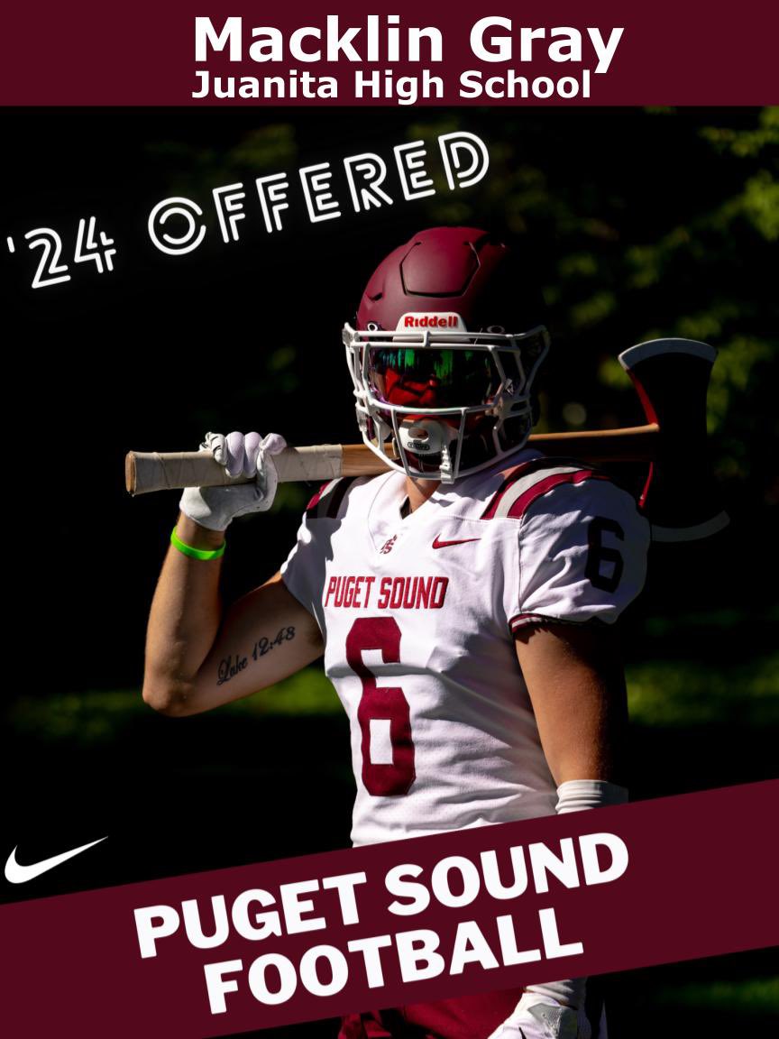 After a great call with <a href="/CoachHousman/">Jeff Housman</a> I am excited to announce that I have received my first offer to continue my academic and athletic career at the University of Puget Sound. Thank you Coach Housman! GO LOGGERS!
<a href="/Juanitafootball/">Juanita Football</a> <a href="/P_S_football/">Puget Sound Football</a> @railz206