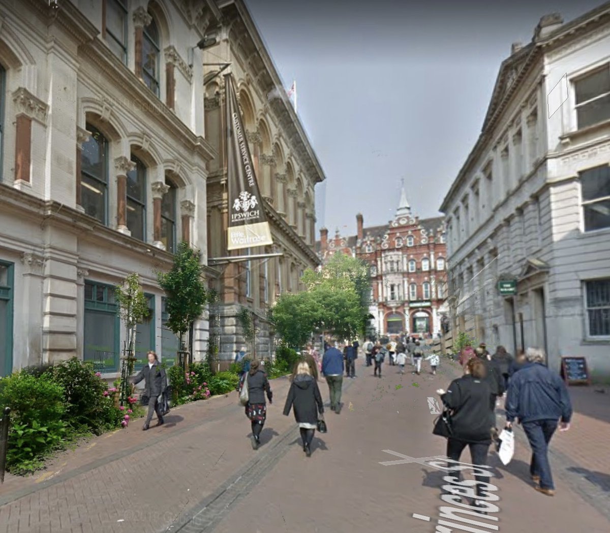 Dreaming of a greener, cooler and friendlier town.
Tavern Street, Buttermarket Street, Princes Street and Queens Street in Ipswich, reimagined with trees, planting and benches.

#greenfuture #coolingsolutions #floodmanagement  #cleanair #mentalhealth  #placemaking
#BadPhotoshop
