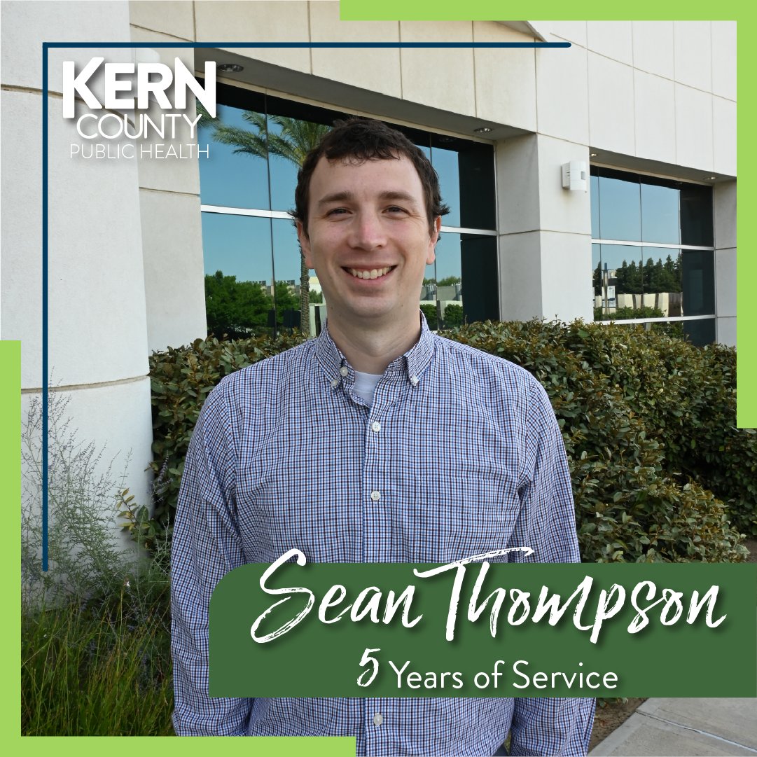 KCPublicHealth's tweet photo. Join us in recognizing Kathryn and Sean for their impressive 5 years of service to Kern County! 👏 Congratulations on this well-deserved achievement! 💚 #GroundedinHealth https://t.co/SU0bHXlOg1