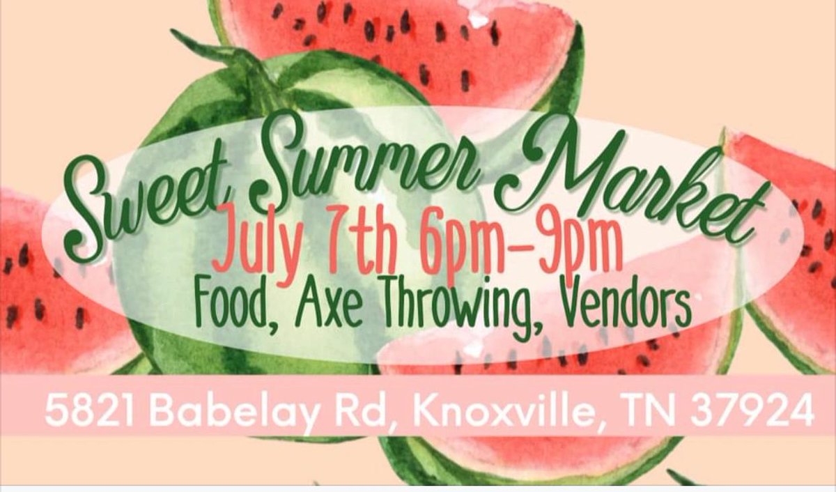 TennesseeTeaJar's tweet photo. Come see us this Friday evening. Beat the heat with an evening festival, throw some blades, and shop. I think it is a win all the way around! 
#tennesseeteajars https://t.co/8rvFX5elbH