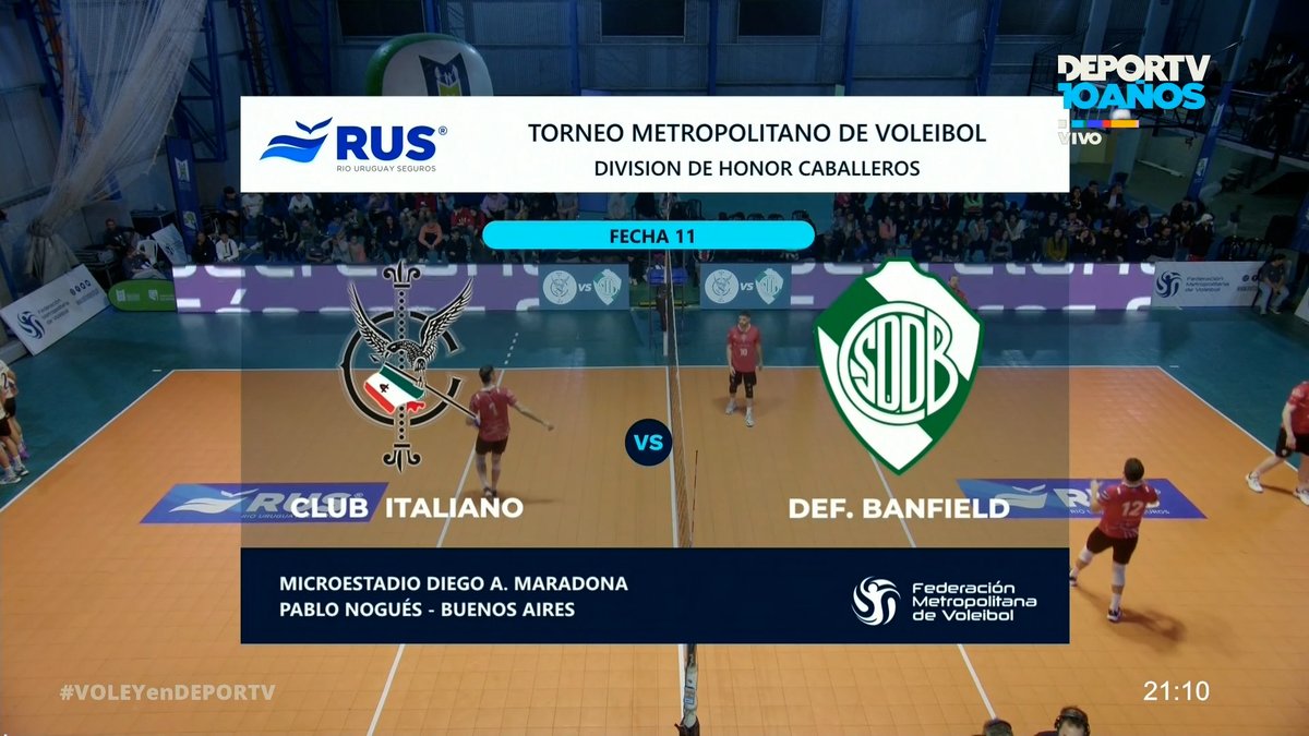 AHORA. #VOLEYenDEPORTV 🏐

🏆 División de Honor Masculina
🗓️ Fecha 11
 
👕 <a href="/ClubItalianoBA/">Club Italiano BA</a> 🆚 <a href="/VOLEYDEFEBANF/">Defensores de Banfield Vóley</a>
 
🎙️ <a href="/falavoley/">Hernán Falabella</a> - <a href="/DonDerrouse/">Martín De Rose</a> - <a href="/marinabutron/">Maru ⭐️⭐️⭐️</a>
 
🔴 EN VIVO 
📺 HD
📱 youtube.com/live/-dVrf4M7G…
📱 fb.watch/lBM3KNwnR7/
🤳 <a href="/SomosContar/">Contar</a>