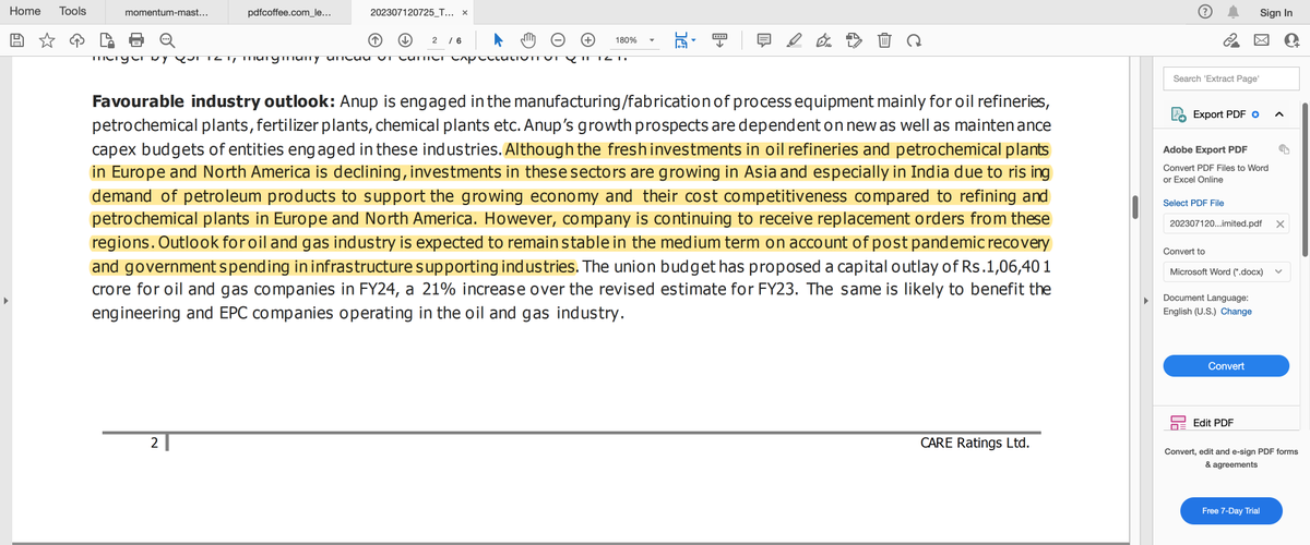 SureshKBN's tweet image. #anupengineering - favourable industry outlook from care rating report