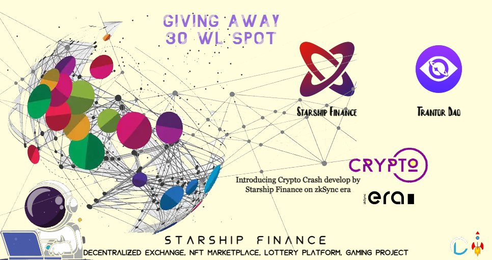 Starshipfi's tweet photo. Starship Finance x @TrantorDAO Giveaway 🎉
🎁 Giving away 30 @cryptocrashbet Loyalty NFT WL spot

✅ Join event :: https://t.co/4NyEIV5X4U

⏰End 26th July
💥WL mint 28th July

#starshipfinance #cryptocrashbet_s #cryptolottery_s #zkSync #PolygonNFTs #NFTGiveaway #NFTCommuntiy https://t.co/zH4ZeKgBVX