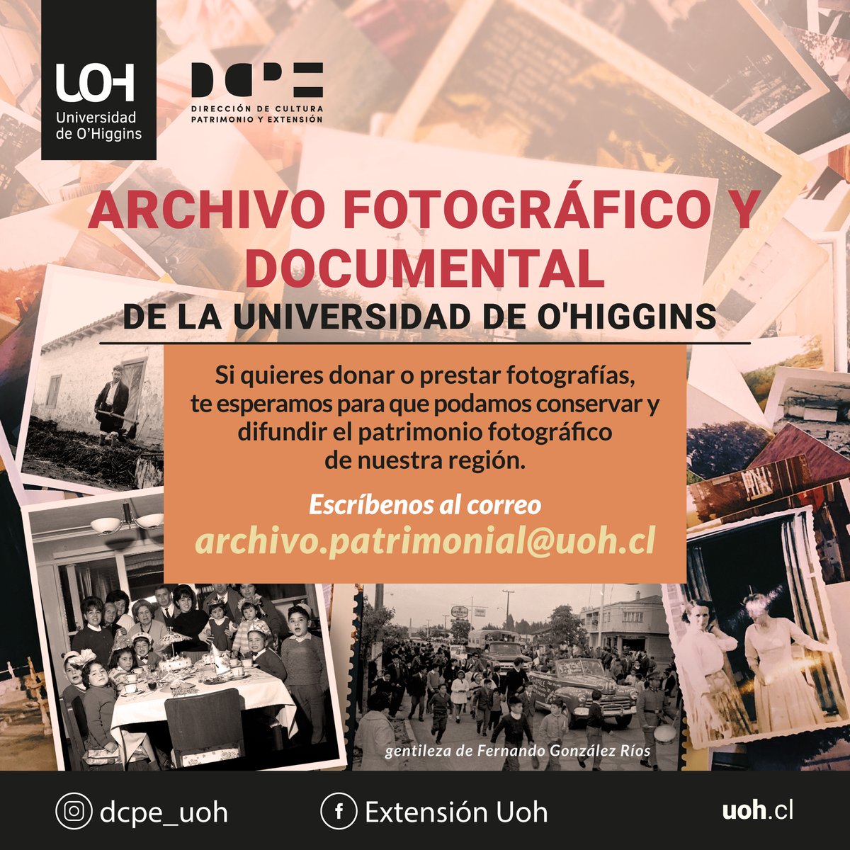 uohiggins's tweet image. 🧐¿Tienes fotos identitarias de nuestra Región de O'Higgins?  Se ha abierto la convocatoria para donar o prestar fotografías que nos ayuden a difundir el conocimiento de toda la comunidad sobre la historia y tradiciones de la región.

¿Te interesa aportar? ¡Escríbenos! 👇