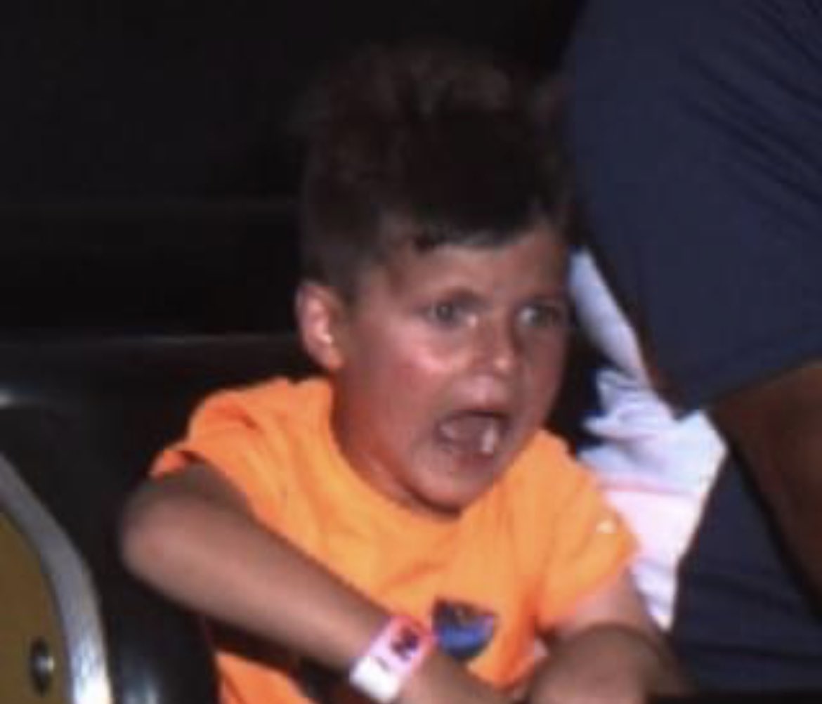 ThatsMrWhite's tweet photo. Rate my sons terrified face on the roller coaster 1-100 #Carowinds #WoodstockExpress https://t.co/W7ucbmBXFN
