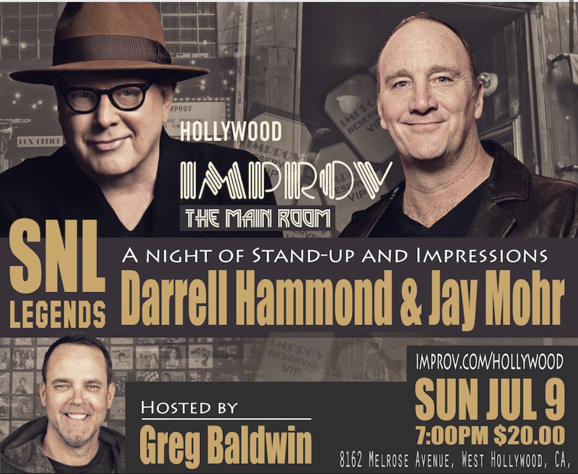 Hey gang, I’ll be back at @HollywoodImprov this Sunday with Jay Mohr at 7pm! Hope to see you there! improv.com/hollywood/even…