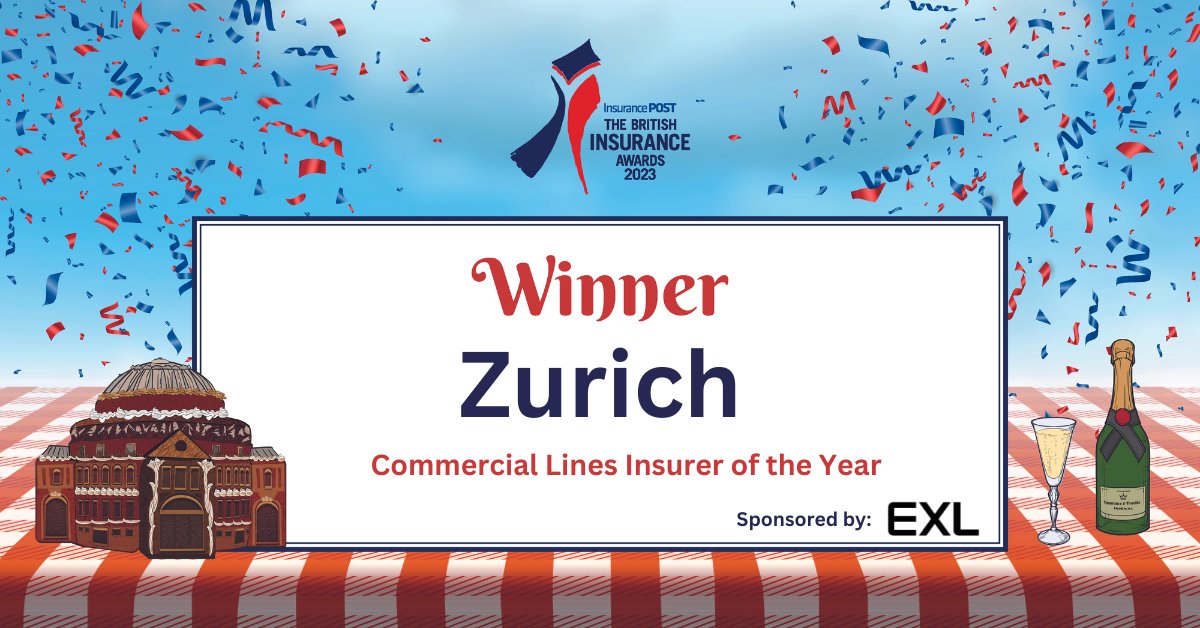 Insurance_Post's tweet photo. @Zurich wins the Commercial Lines Insurer of the Year Award! Well done! 
 
Sponsored by EXL
#BIA2023 https://t.co/QoLQTHinJa