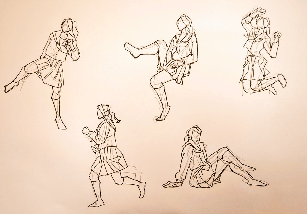 #1日1模写 Ⅲ　191/365
今日は女の子と狛犬でした✨
冬仕様のセーラー服、良き…💕🥰🥳
#マンレボ　#無煙マッチ https://t.co/nghs1hDlNs