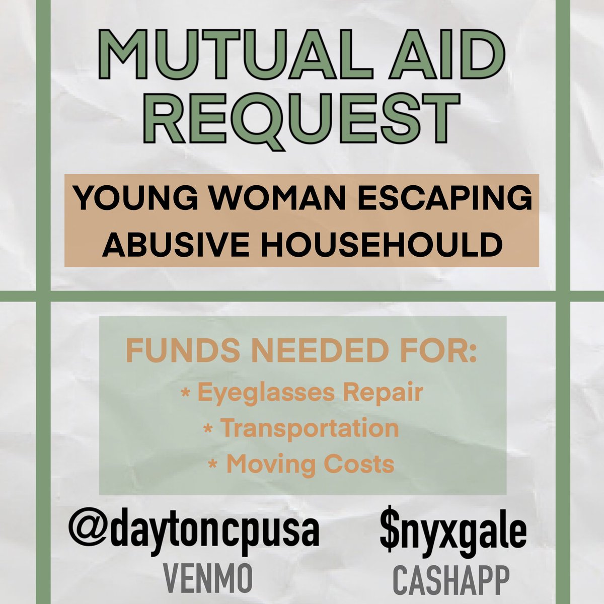 ‼️AID REQUEST‼️ please consider donating to this young woman to help get her to safety! Solidarity ✊🏼