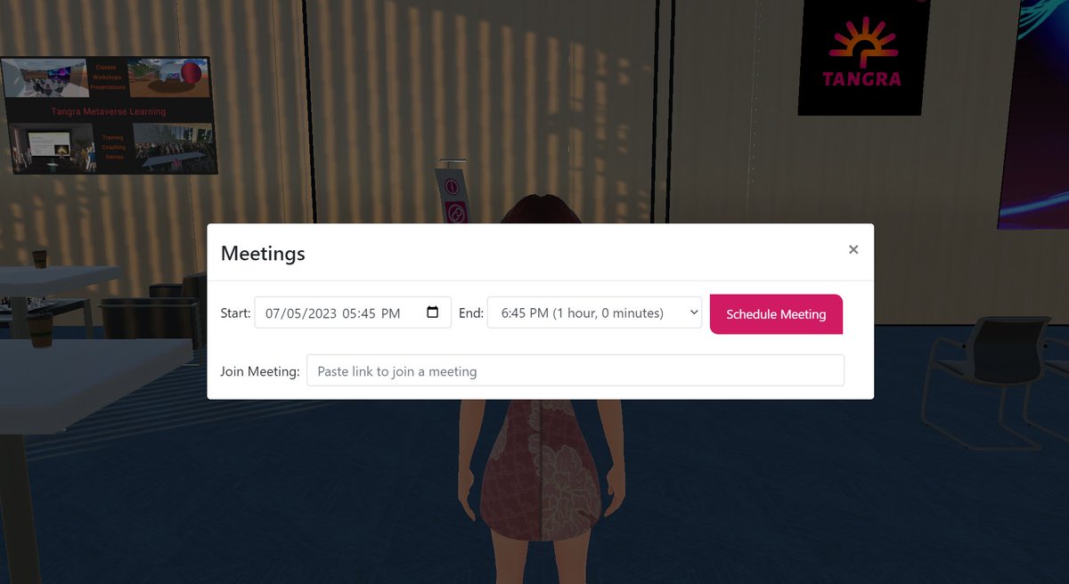 Scheduling a meeting in Tangra is very easy.

Just click Schedule Meeting