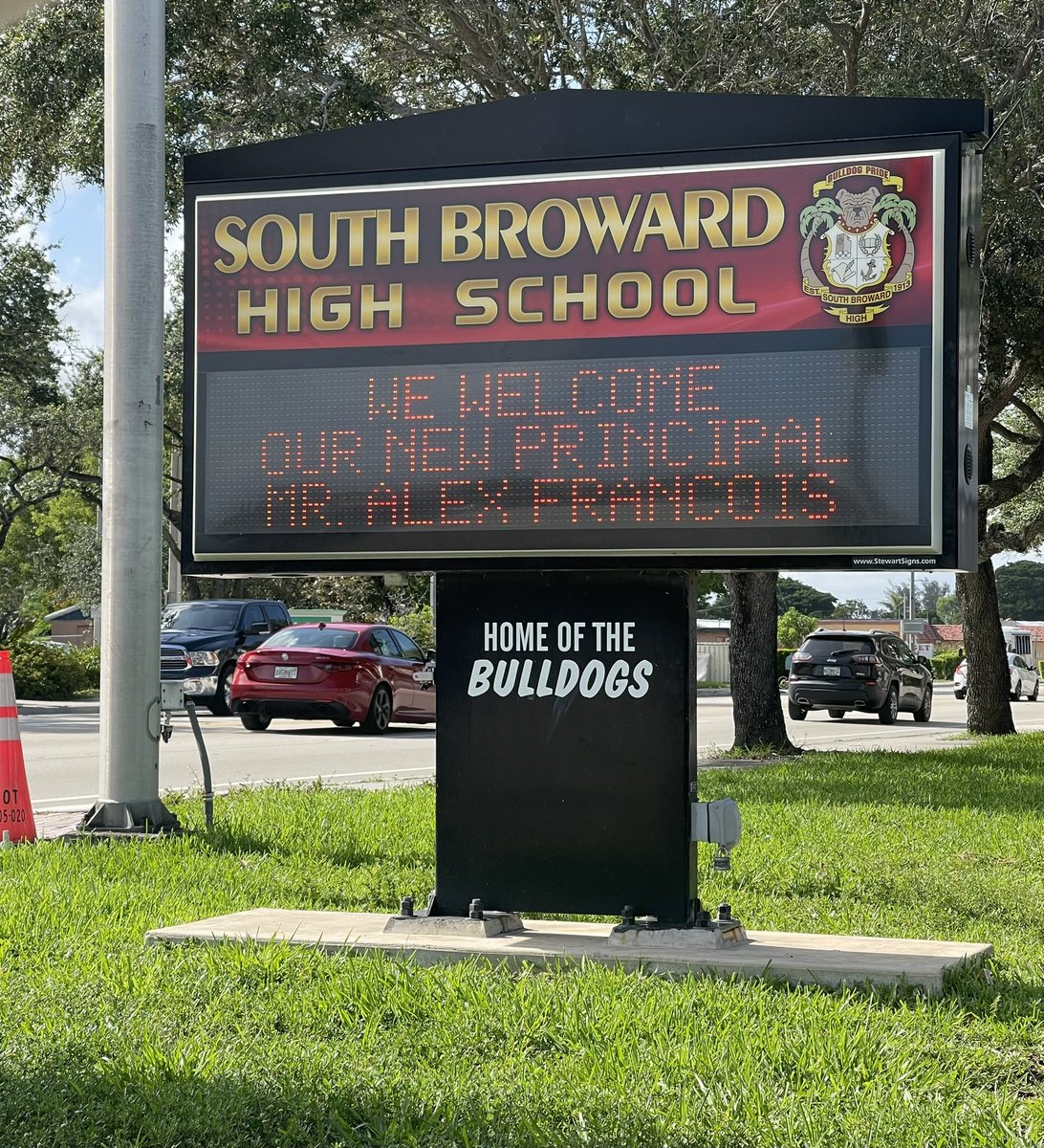 It is such an honor to be serving the South Broward community. I’m truly blessed and can’t wait to meet all my SBHS students, parents, faculty, and staff. #BulldogPride 🐶