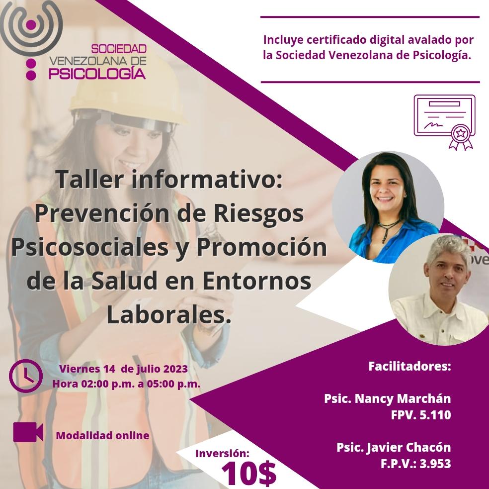svpsicol's tweet photo. Prevención de Riesgos Psicosociales y Promoción de la Salud en Entornos Laborales

Modalidad online 

Facilitadores: 

Psic. Nancy Marchán 
Psic. Javier Chacón 

Dirigido a: Profesionales de la Seguridad y Salud en el Trabajo. 

Inversión: 10$

#psicología 
#cursos 
#Seguridad https://t.co/dnQPJwxQxf