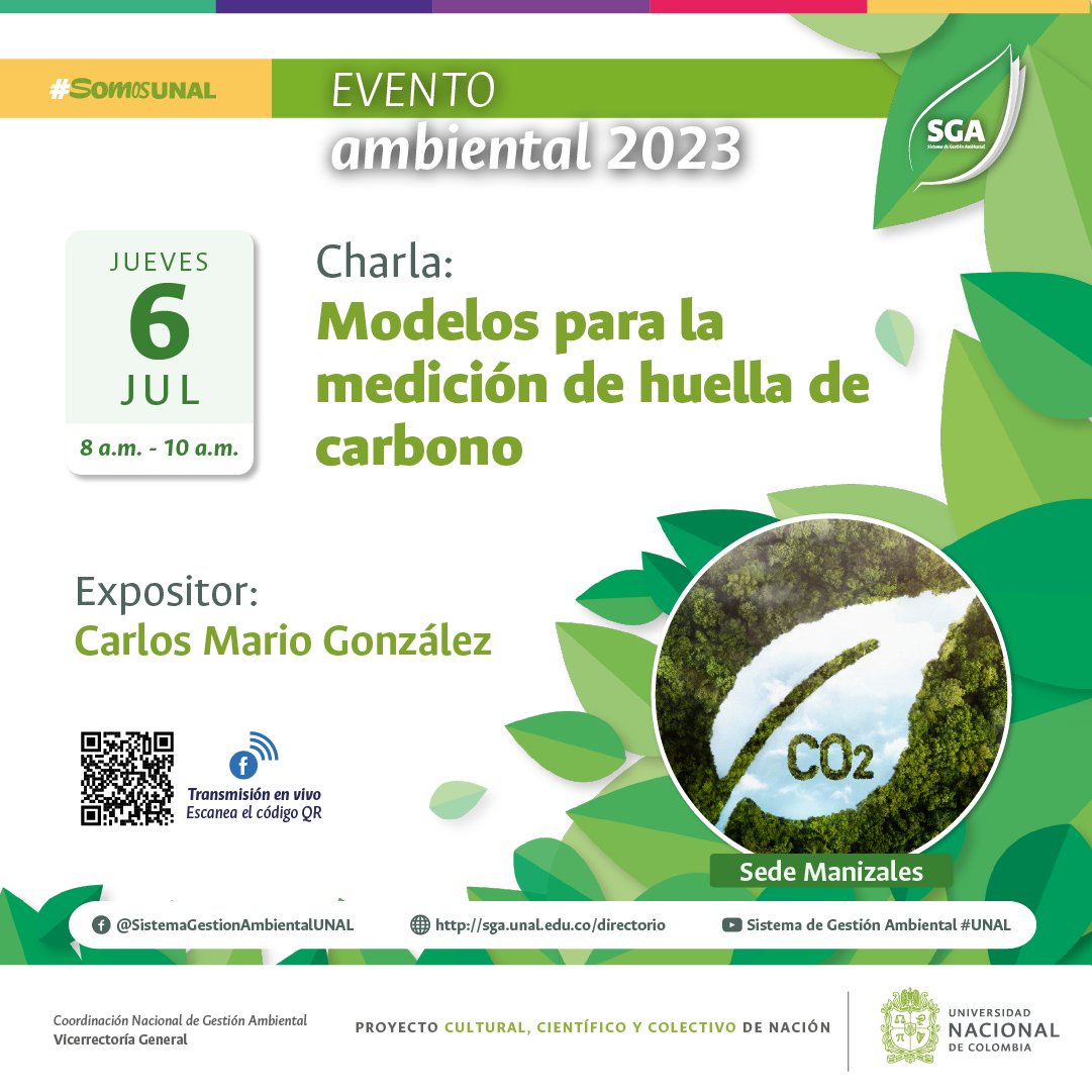 #SostenibilidadUNAL | El Sistema de Gestión Ambiental de la Sede, en el marco del 𝐄𝐯𝐞𝐧𝐭𝐨 𝐀𝐦𝐛𝐢𝐞𝐧𝐭𝐚𝐥 𝟐𝟎𝟐𝟑. Invita a toda la comunidad a participar de este conversatorio. rb.gy/8dcvo