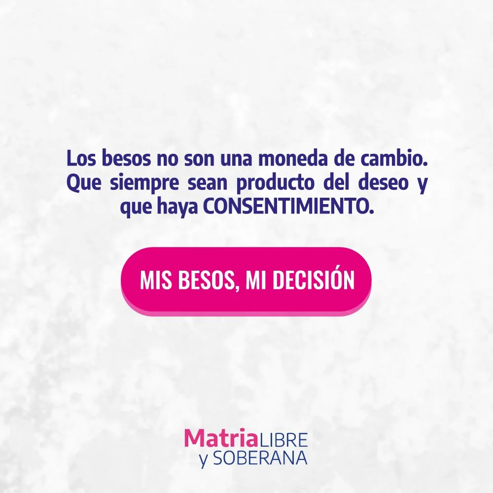 Con-Sentimiento 💜
Semana de la dulzura UNA GOLOSINA POR UN BESO. 
Nadie debe estar sometide, ni obligade a dar un beso a cambio de algo. Los besos NO son una moneda de cambio. Deben surgir del deseo y que haya CONSENTIMIENTO 💜🩷 MIS BESOS, MI DECISIÓN
<a href="/BrujaVolando/">Vanina Cortijo</a> <a href="/CaroBeless/">Caro Belen</a>